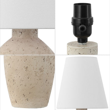 Xander 19.5" Minimalist Scandinavian Concrete Effect Resin/Iron Ginger Jar LED Table Lamp - JONATHAN Y